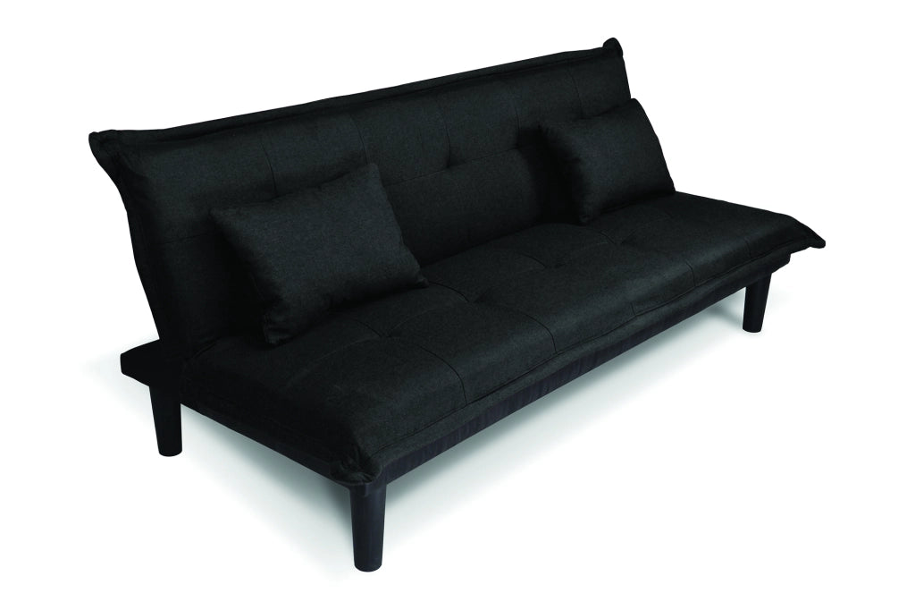 Divano letto clic clac, divanetto Russell in tessuto vellutato nero DL-RU10FB