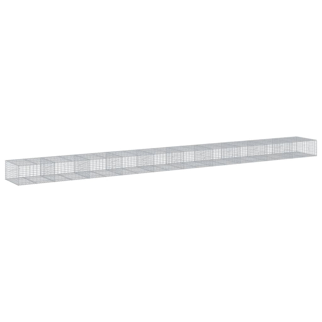 Gabbione recinto a gabbia muro di contenimento con coperchio 1000 x 100 x 50 cm ferro zincato argento 02_0040114