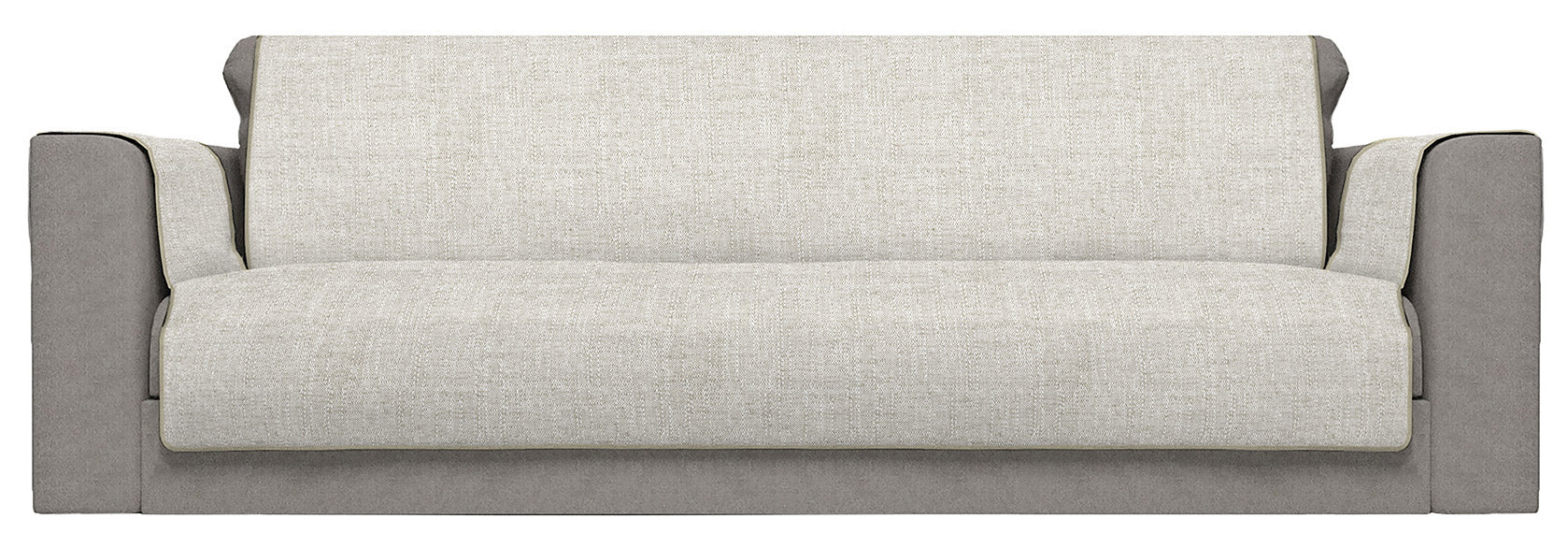 Copridivano con Copri Braccioli Seduta 60 cm in Poliestere Beige