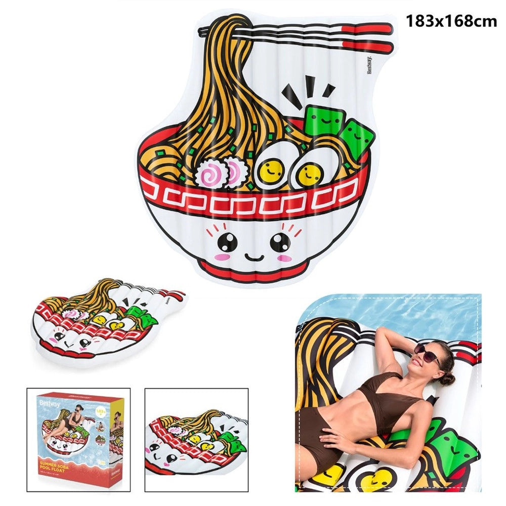 Trade Shop - Materassino Isola Gonfiabile Forma Ciotola Ramen 183x168 Cm Spiaggia Piscina 43841 -