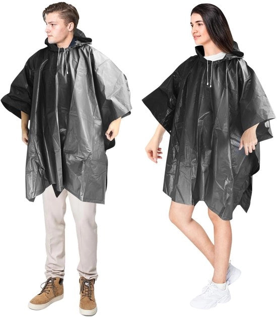 Poncho per la Pioggia Reutilizzabile - Impermeabile e Robusto - Respirante - Adatto per Bicicletta e Escursioni - Protezione contro le Lacerazioni - Maniche Ampie