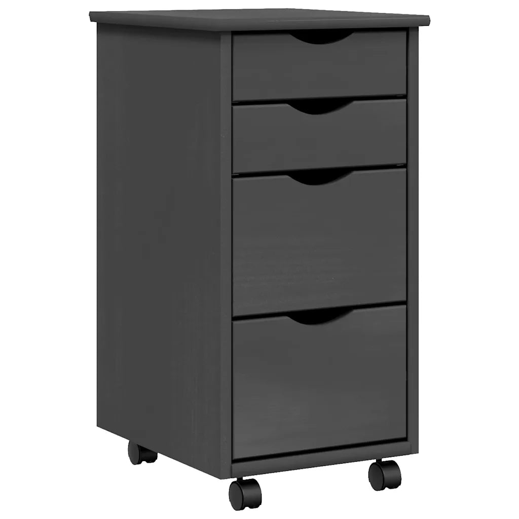 Mobiletto su ruote con ampi cassetti scrivania da ufficio 34 x 39 x 65,5 cm legno di pino grigio 02_0047173