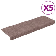 Tappetini per scale autoadesivi 5 pz | Gradini per Scale 65x21x4 cm Marrone Chiaro Bordo rettangolare