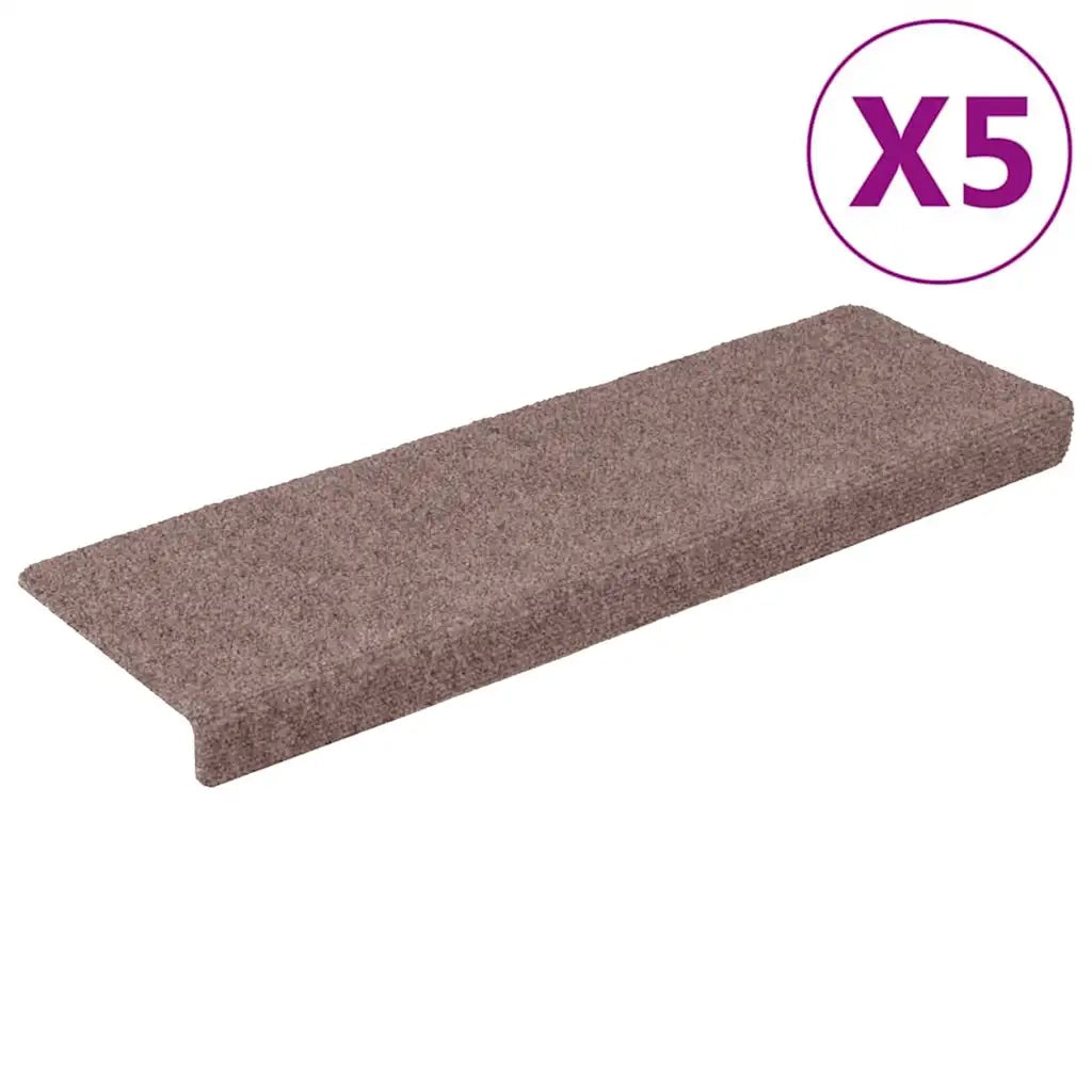 Tappetini per scale autoadesivi 5 pz | Gradini per Scale 65x21x4 cm Marrone Chiaro Bordo rettangolare