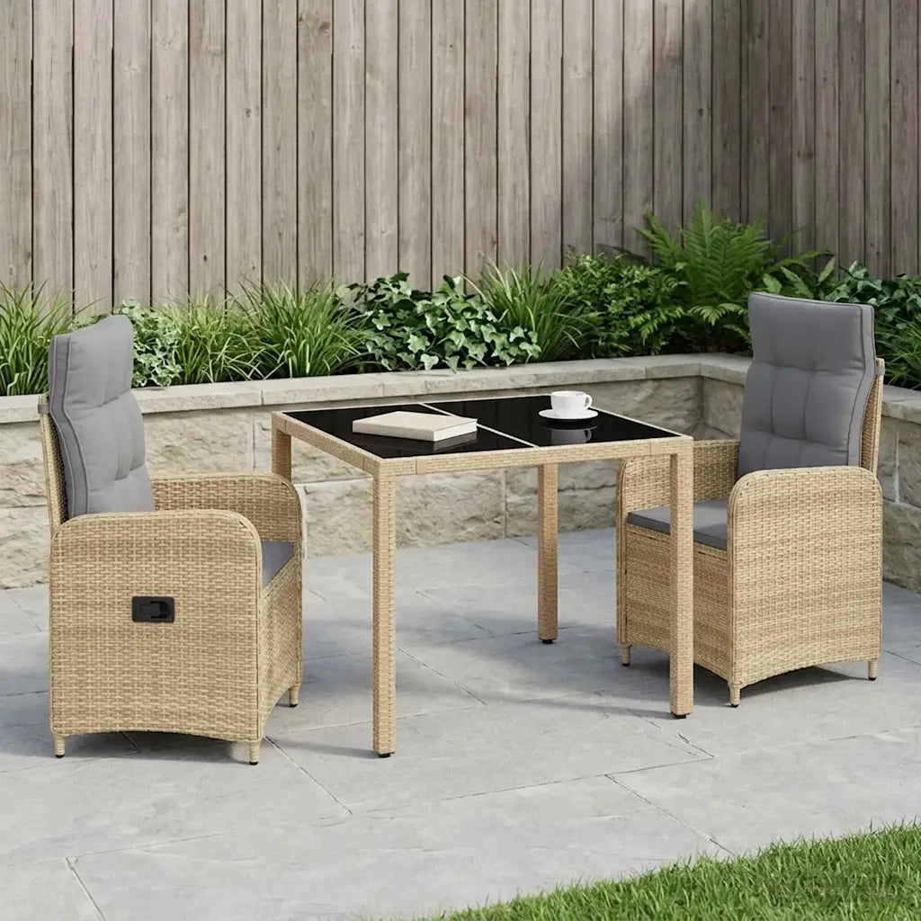 Set da pranzo per esterni 3 pz Beige e Grigio Chiaro polyrattan 3422334