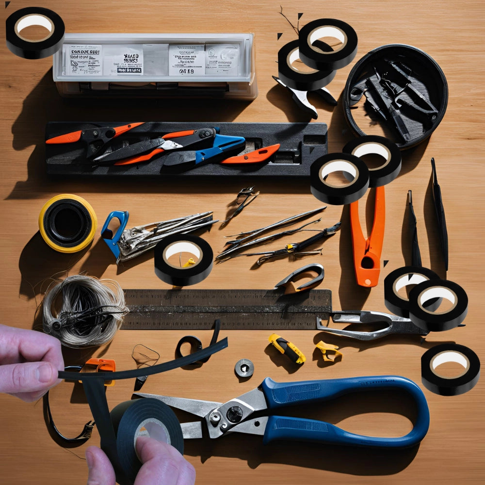 Kit nastro isolante in pvc autoestinguente multicolore per impianti sicuri *** colore nero, dimensioni 15 mm x 10 mt ...