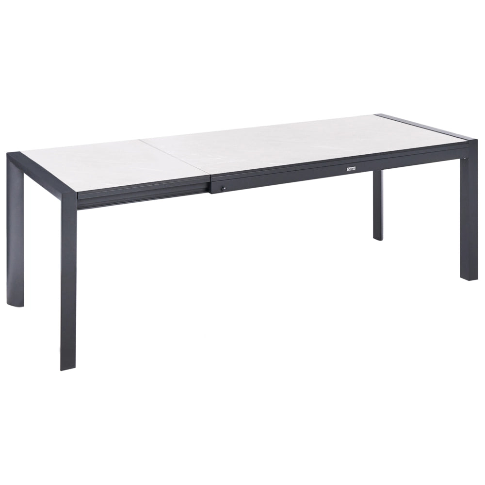 Tavolo da pranzo da giardino allungabile con piano in HPL beige e struttura in alluminio 160/220 x 90 cm Resistente ai raggi UV, all'acqua e alla ruggine