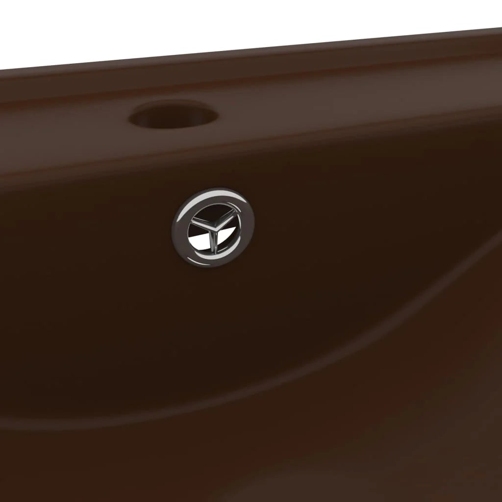 Lavabo con foro per rubinetto lavabo da appoggio lavabo da bagno vano trucco 60 x 46 cm ceramica marrone scuro opaco 02_0002770
