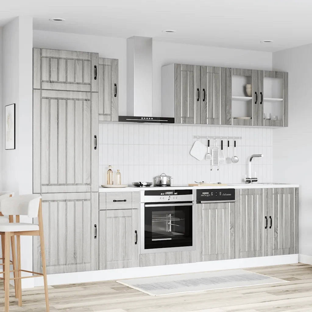 vidaXL Set Mobili da Cucina 8 pz Kalmar Grigio Sonoma in Truciolato