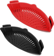 Set di setacci 2 in 1 con clip per riso Setaccio per cibo manuale e silenzioso Setaccio per cibo in silicone termoresistente per cucina Adatto a tutti i contenitori Adatto per verdure e frutta