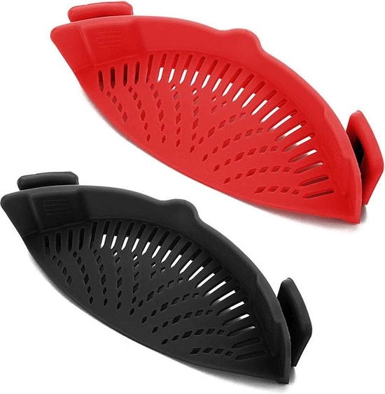 Set di setacci 2 in 1 con clip per riso Setaccio per cibo manuale e silenzioso Setaccio per cibo in silicone termoresistente per cucina Adatto a tutti i contenitori Adatto per verdure e frutta