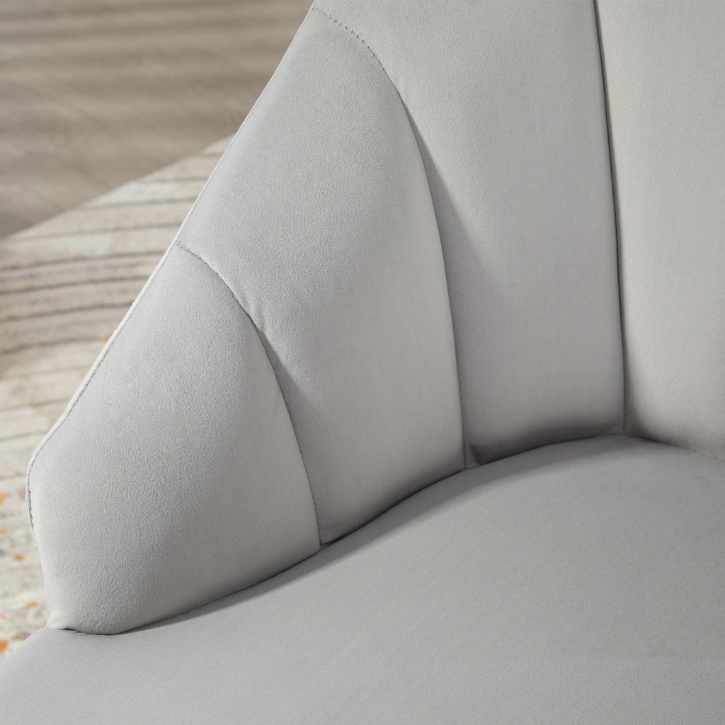 Poltrona Imbottita in Velluto con Gambe Dorate ¨C Zephmum ¨C Grigio