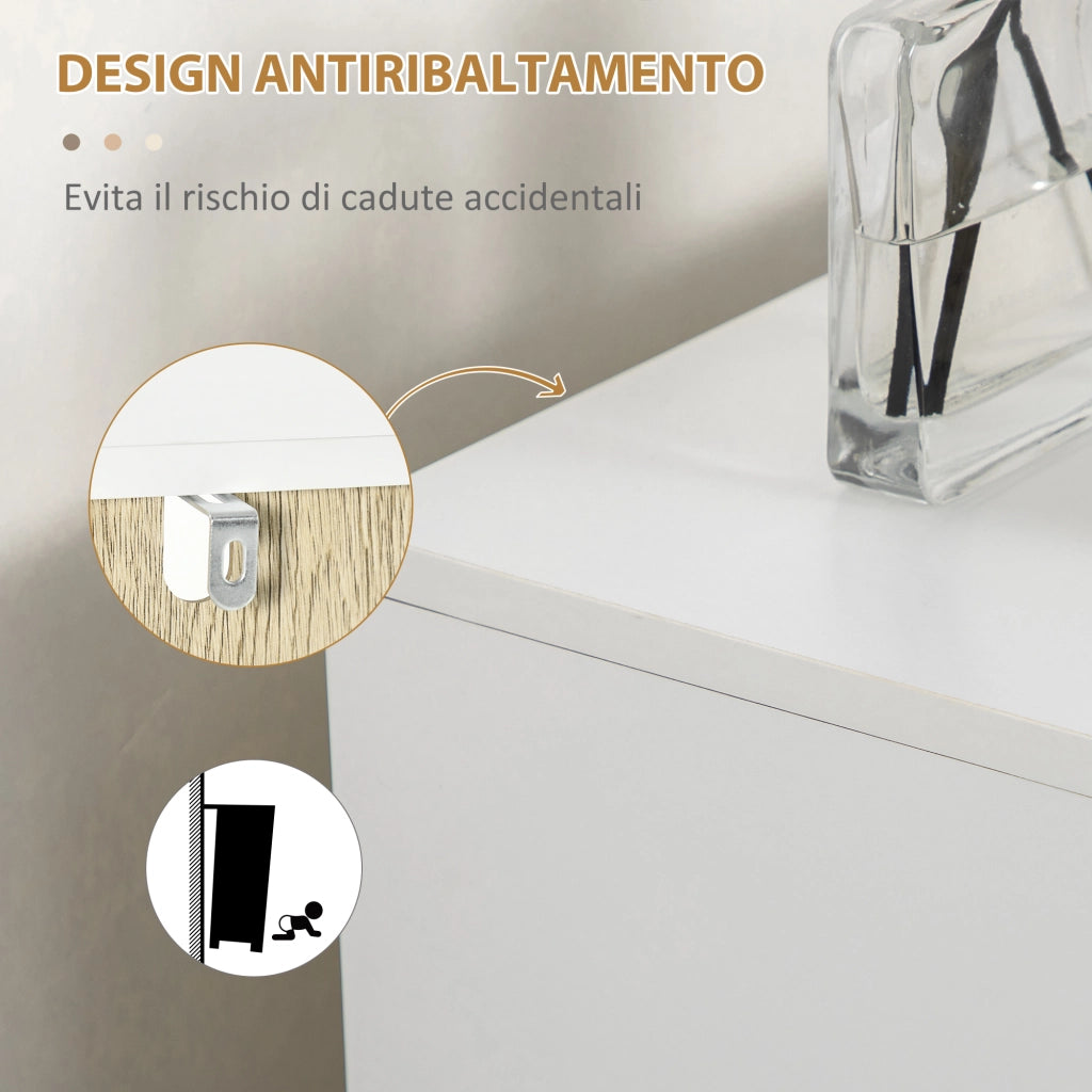 Mobile Bagno con Anta e Ripiano Aperto ¨C zephmum ¨C Legno, Quercia e Bianco, 31.5x30x91cm