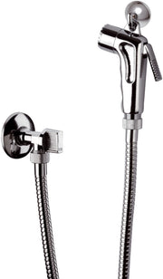 Set doccetta bidet eco con doccia a pulsante, flessibile, rubinetto e gancio cromato