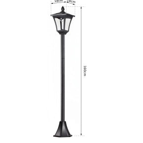 Lanterna solare da giardino a LED nera con picchetto, 29 lumen, 120 cm