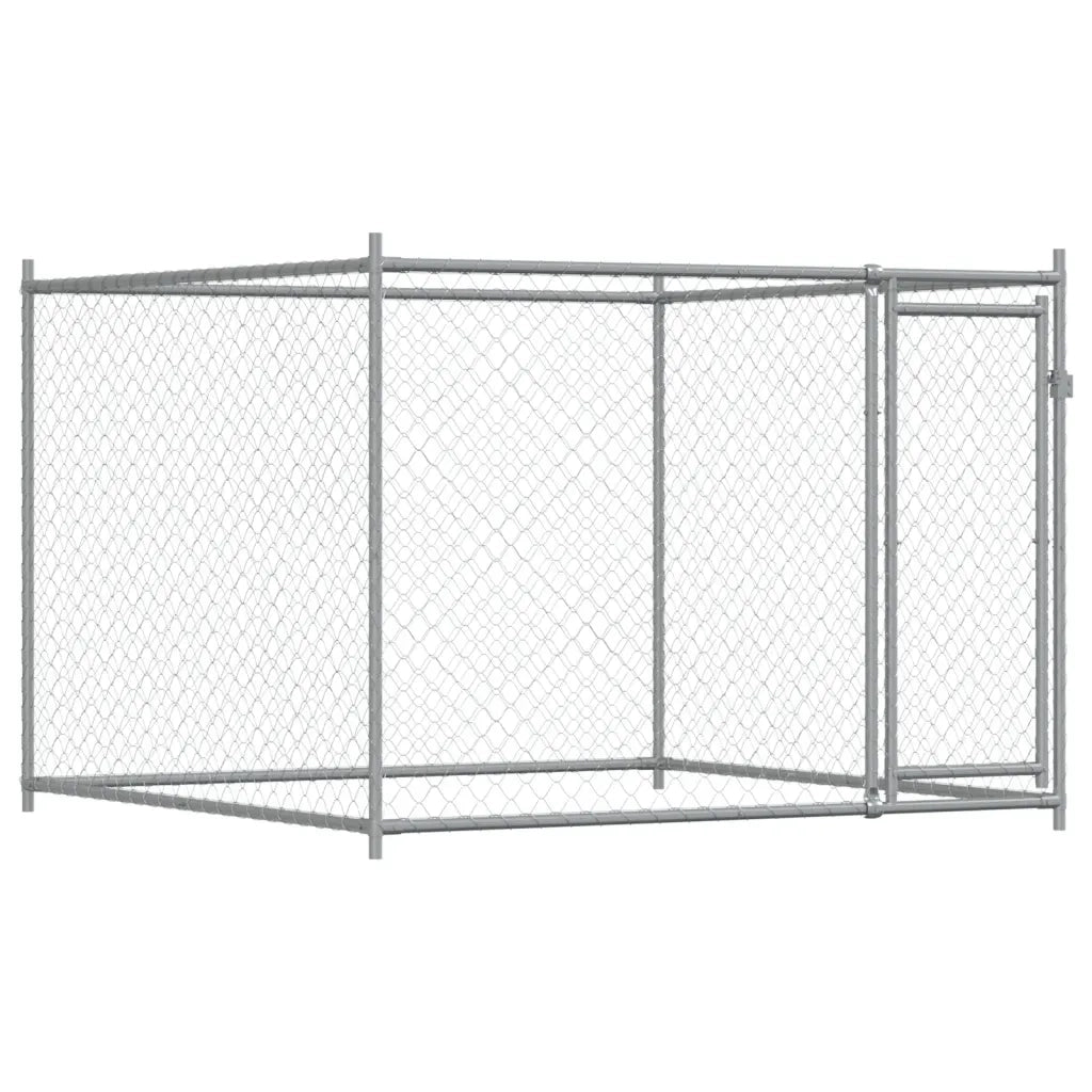 Gabbia per Cani con Porta Grigia 4x2x1,5 m in Acciaio Zincato CFW6413565