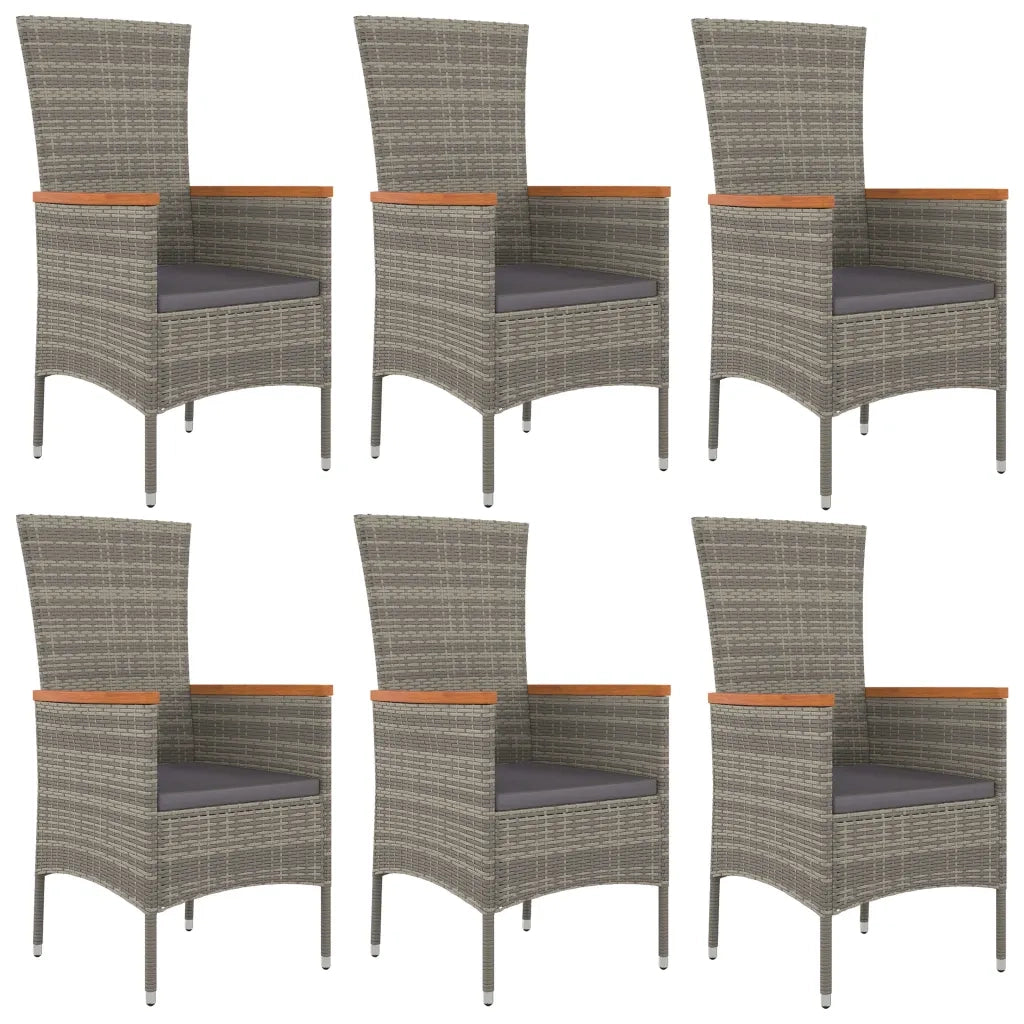 Set da Pranzo da Giardino 7 pz con Cuscini in Polyrattan Grigio 3157539