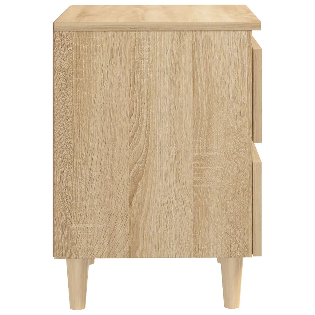 Comodini con Gambe Pino Massello 2 pz-Set di 2 Tavolino da notte Rovere Sonoma 40x35x50 cm