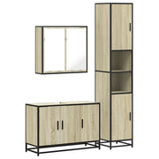 Set Mobili da Bagno | Armadio da bagno 3 pz Rovere Sonoma in Legno Multistrato