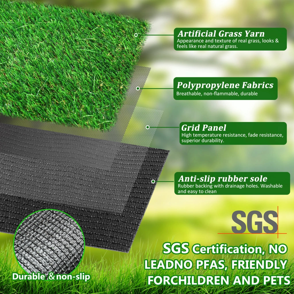 Prato sintetico artificiale 20 mm 1×2 m resistente ai raggi UV antiscivolo senza manutenzione per interno ed esterno