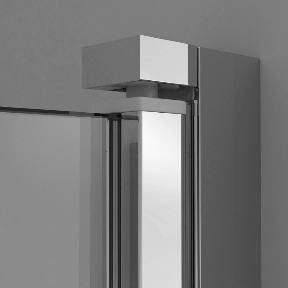 Box doccia angolare 80x80 in vetro temperato trasparente doppio soffietto con profili cromo Neos
