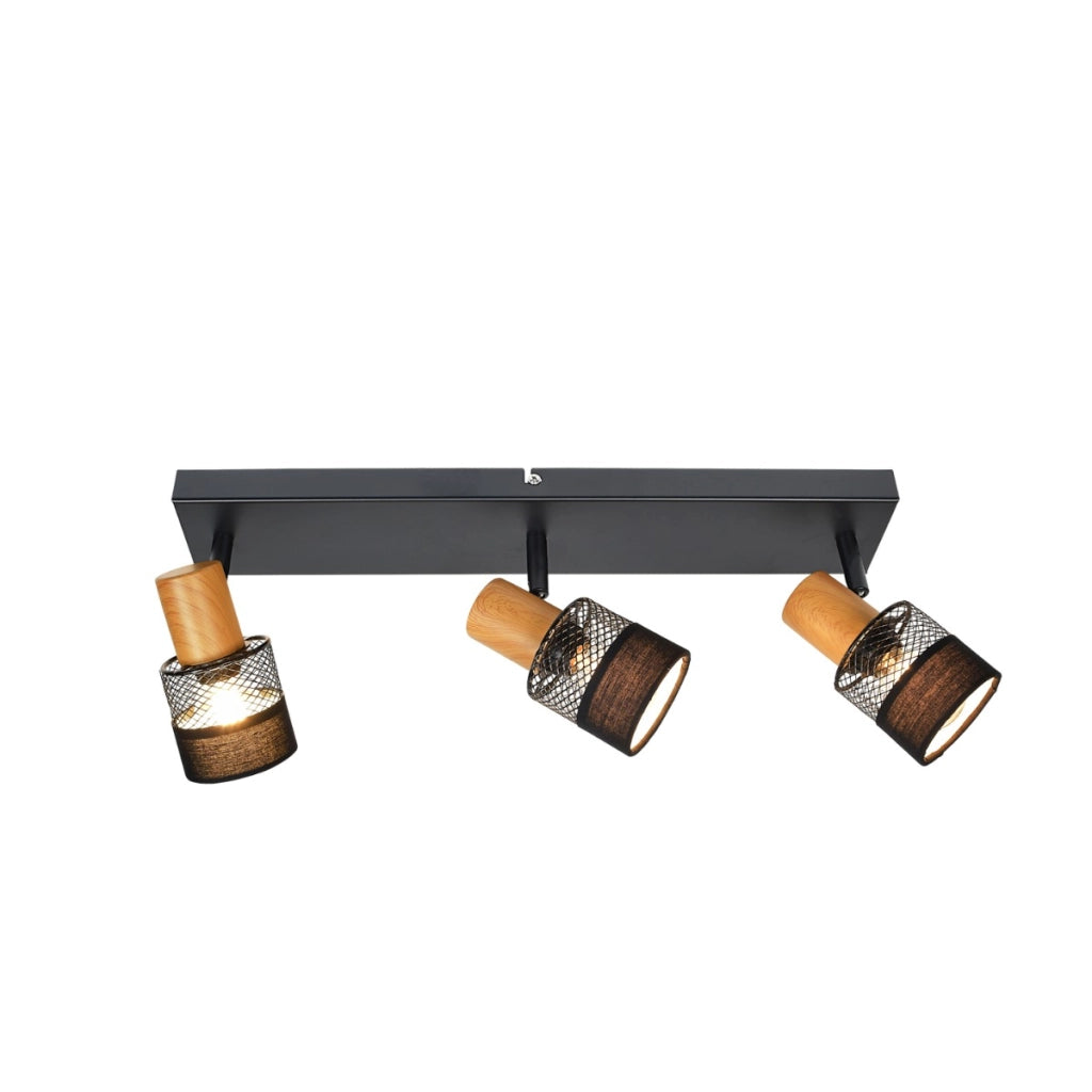 Faretto soffitto industriale 3 luci nero orientabile E14 Italux