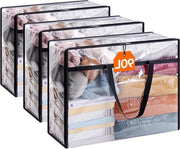 Set di contenitori trasparenti 90L PVC - Sacca per abbigliamento pieghevole con coperta di letto pieghevole - Maniglie - Set da 3 - Trasportare abbigliamento coperte giocattoli libri