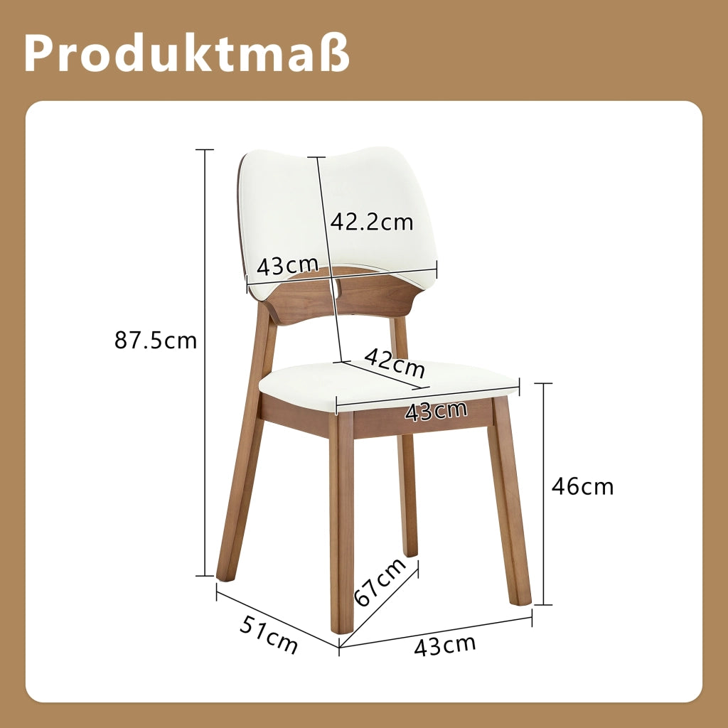 Set di 2 sedie da pranzo moderne con schienale a farfalla e seduta imbottita in legno