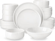 Set da tavola in porcellana da 24 pezzi - piatti e piattini bianchi - capienza 6 persone - resistente ai danni da chip - serie Luna