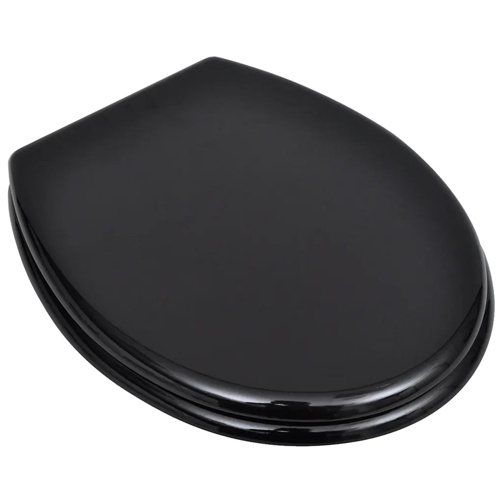 Sedile WC in MDF con Coperchio Design Semplice Nero 140802