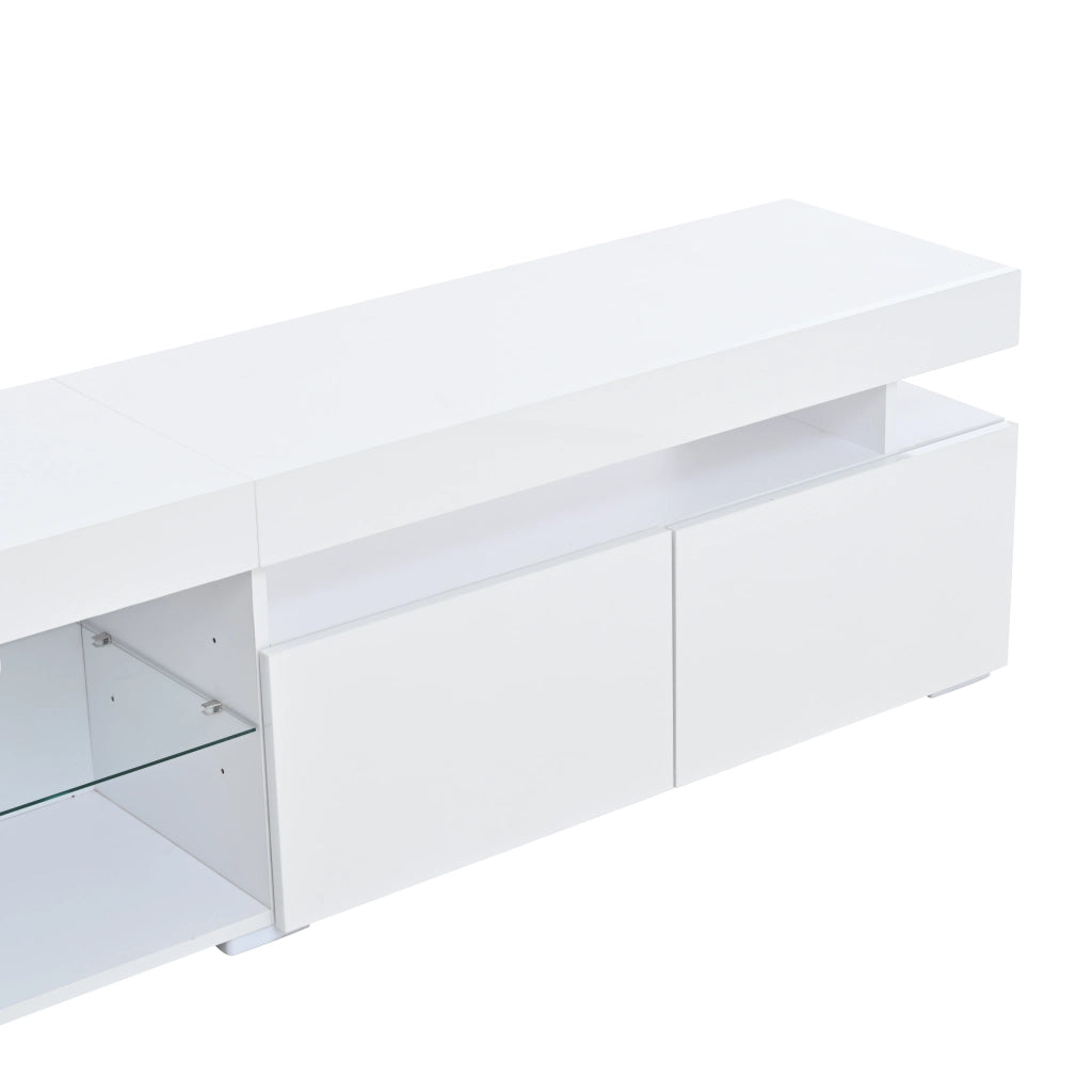 Mobile TV Lowboard Bianco ¨C MINIMAL ¨C 3 Ante, Ripiani in Vetro, 180x35x45 cm