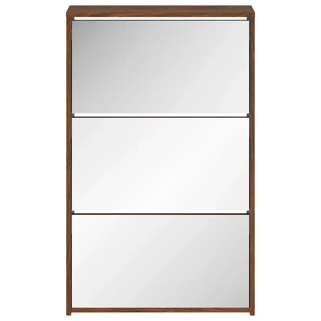 Scarpiera con Specchio a 3 Livelli Rovere marrone 63x17x102,5cm 342640