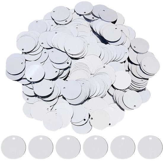 Paillettoni in Plastica - 1300 Stuks - Paillettoni Zilferi Grandi - Paillettoni Ronde - Paillettoni in Plastica - Materiale per Ricamo - Decorazione per Bordurato - Accessori per Decorazione
