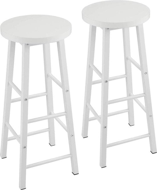 Barstoli alti - Altezza seduta 71cm - Bianco - Set da 2 - Cucina - Sedili bar - Senza schienale - Legno