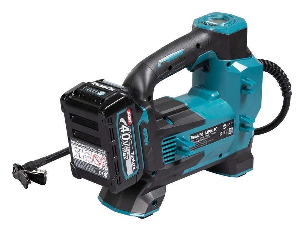 Makita MP001GZ Compressore Portatile a Batteria 40V max 11,1 bar 24 l-min con Display Digitale e Spegnimento Automatico colore Nero Blu