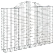Cesto gabbione recinzione a gabbia muro di contenimento ad arco 200 x 30 x 140/160 cm ferro zincato argento 02_0039998
