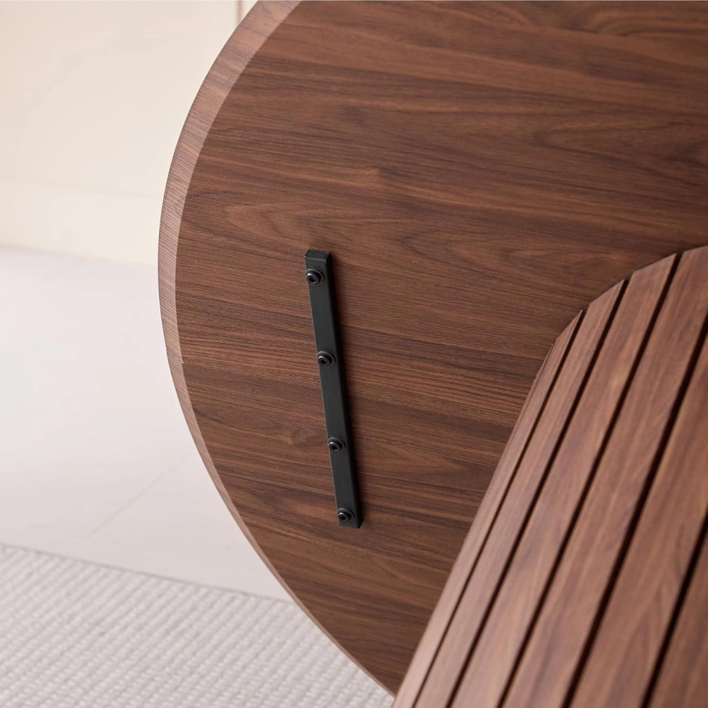 GrandCA HOME Tavolo da Pranzo Rotondo, Tavolo da Cucina Moderno 120 cm, Tavolo da Pranzo con Base Rotonda in Legno, Grande Scrivania in MDF per 4-6, Marrone Scuro