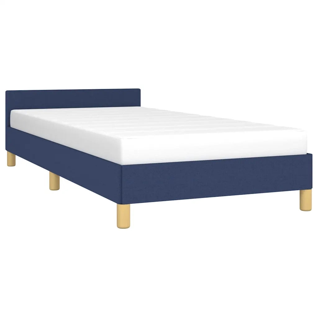 Giroletto con Testiera senza Materasso-Struttura Letto Blu 100x200 cm Tessuto