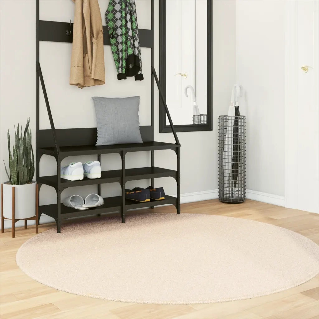 Tappeto a Pelo Corto HUARTE Morbido e Lavabile Beige Ø 160 cm 375030