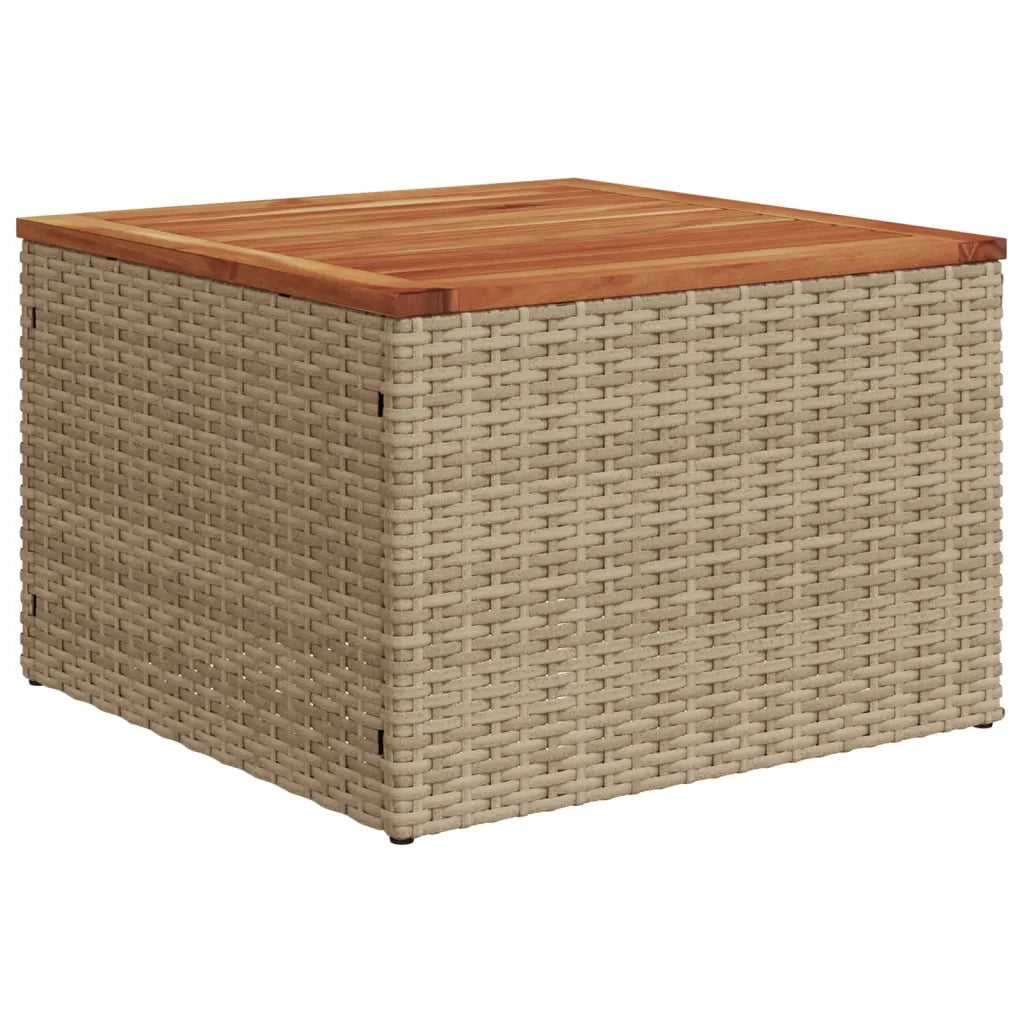 Tavolo da Giardino | Tavolino da esterno Beige 55x55x37 cm Polyrattan e Legno Acacia