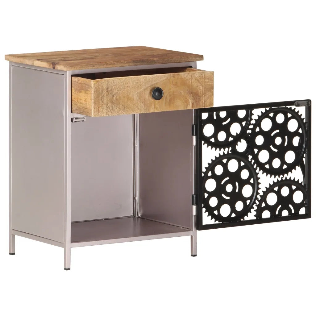 Comodino | Armadio da Notte | Mobiletto da notte 40x30x50 cm in Legno di Mango Grezzo