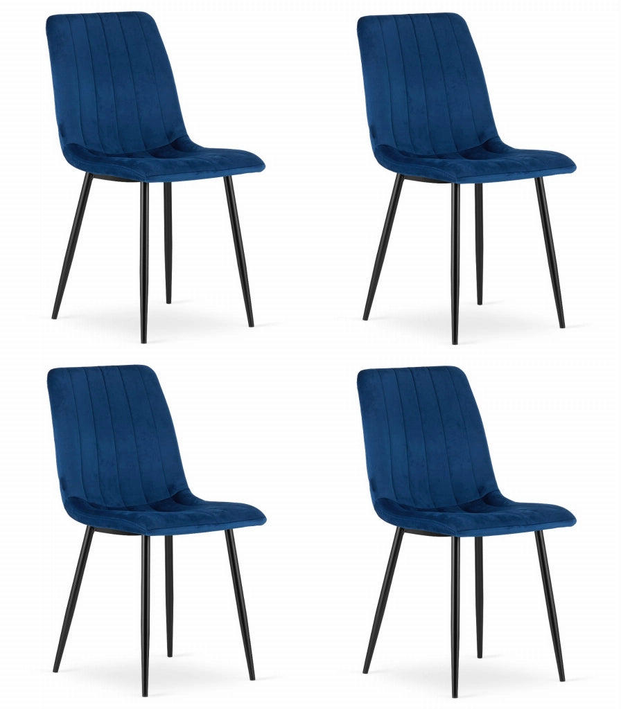 Sedia VALORA JEWA - Design ergonomico in velluto blu navy x 4