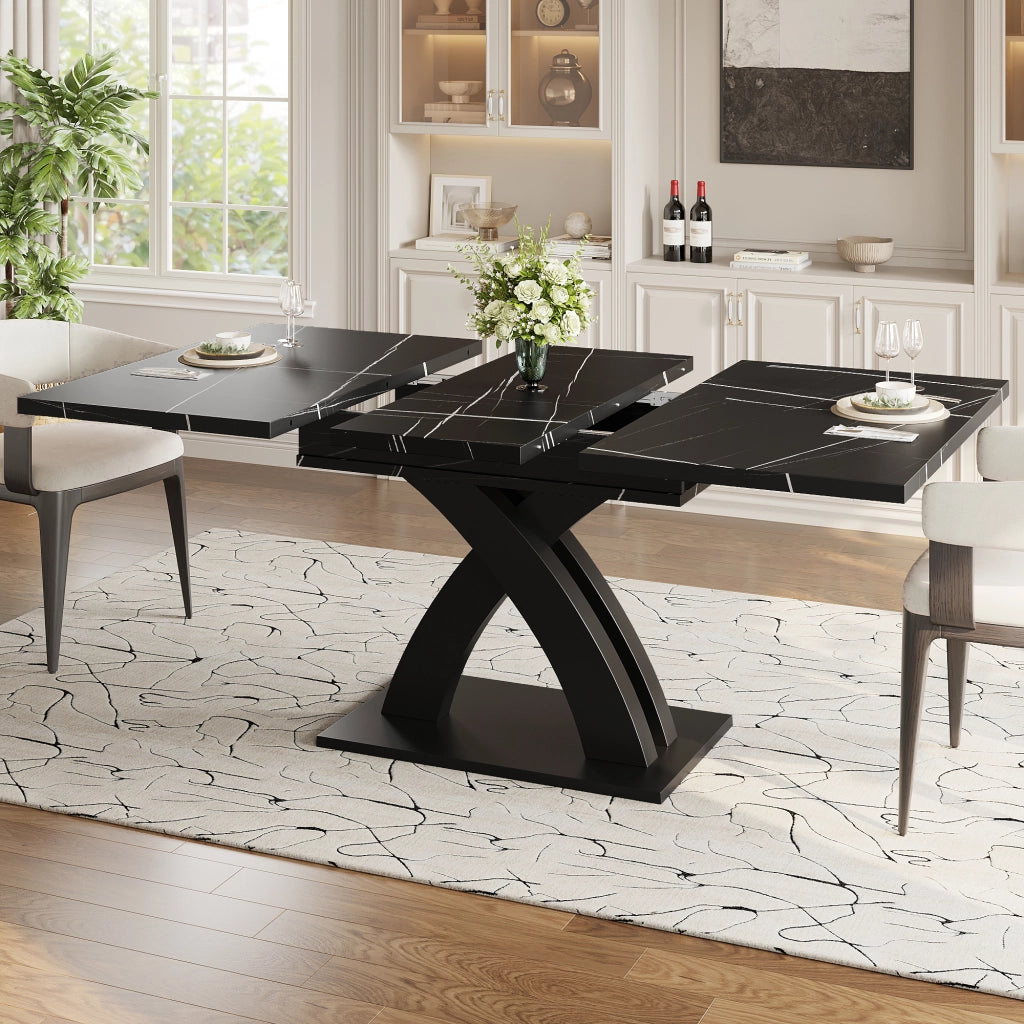 TAVOLO DA PRANZO ESTENSIBILE 120-160 x 80 x 76 cm MDF Nero
