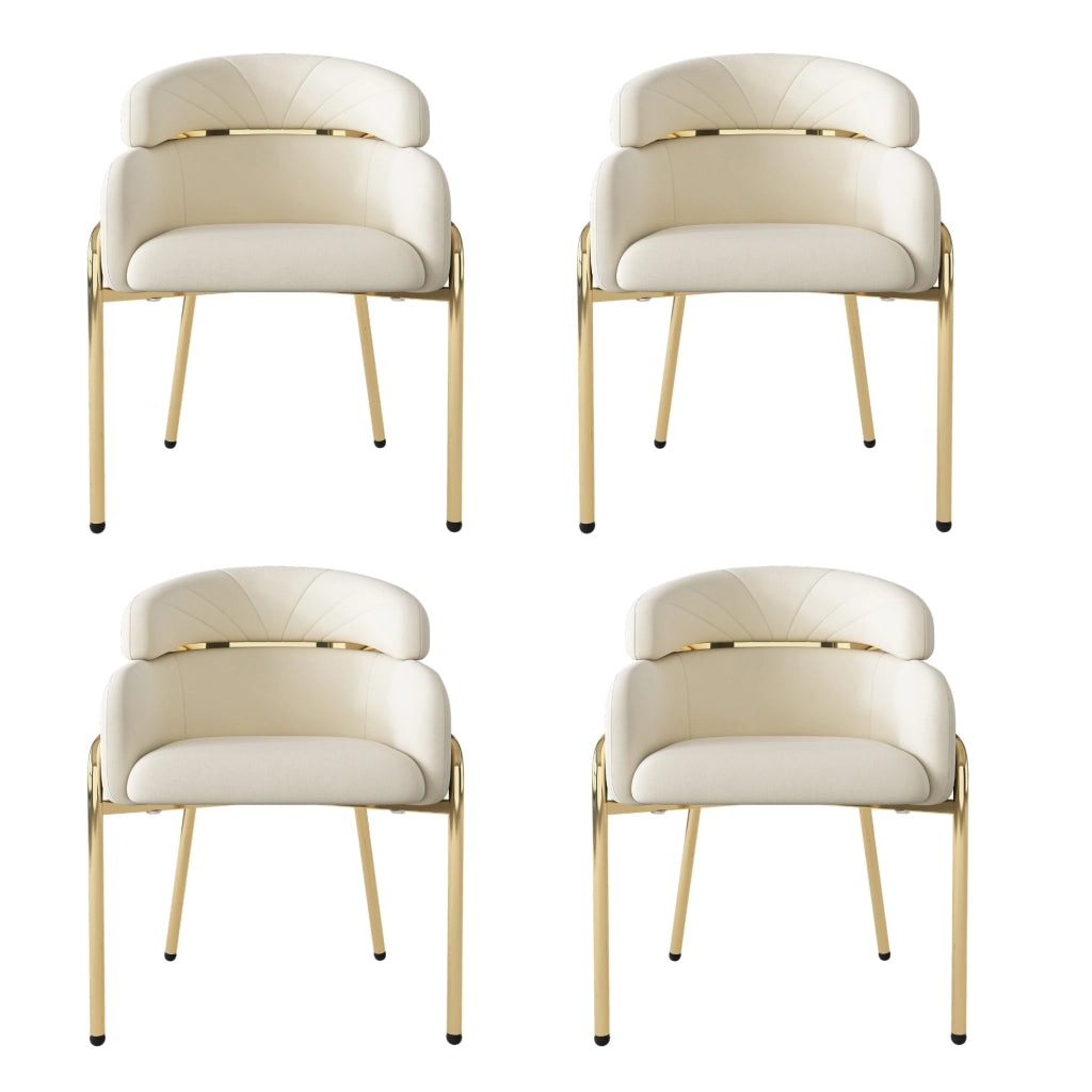 Sedie da Pranzo Set 4 Pezzi in Velluto con Gambe in Metallo ¨C Xylo ¨C Beige
