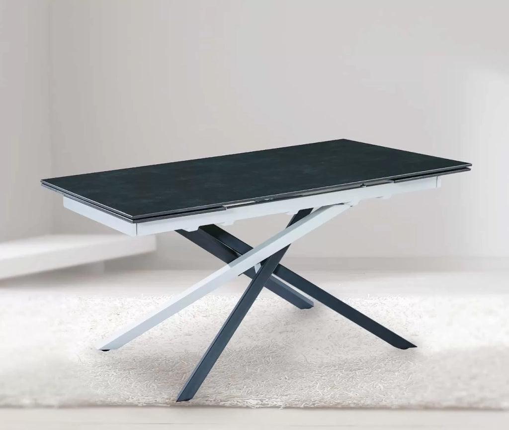 Mobili 2g - tavolo moderno allungabile piano pietra grigio scuro 160x90x78 - Mobili 2G