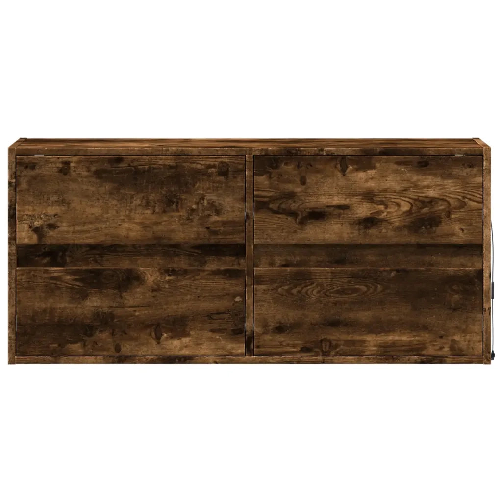Mobile TV a Parete con Luci LED Rovere Fumo 100x31x45 cm