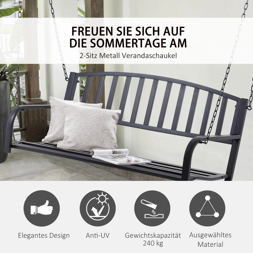 Dondolo da giardino 2 posti ¨C Xylo ¨C metallo nero 127x60x53 cm