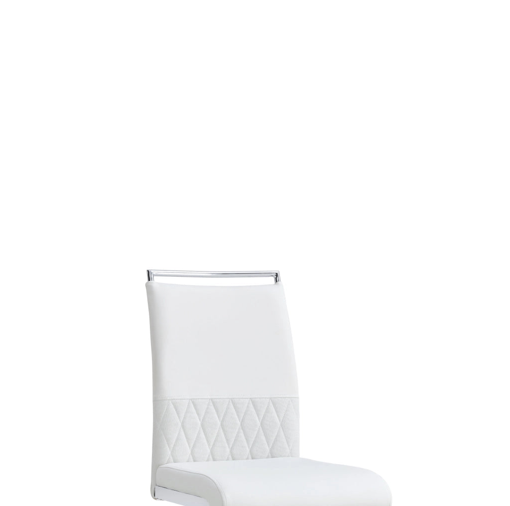 Sedia da pranzo 42x45 cm bianca, metallo e PU con schienale imbottito