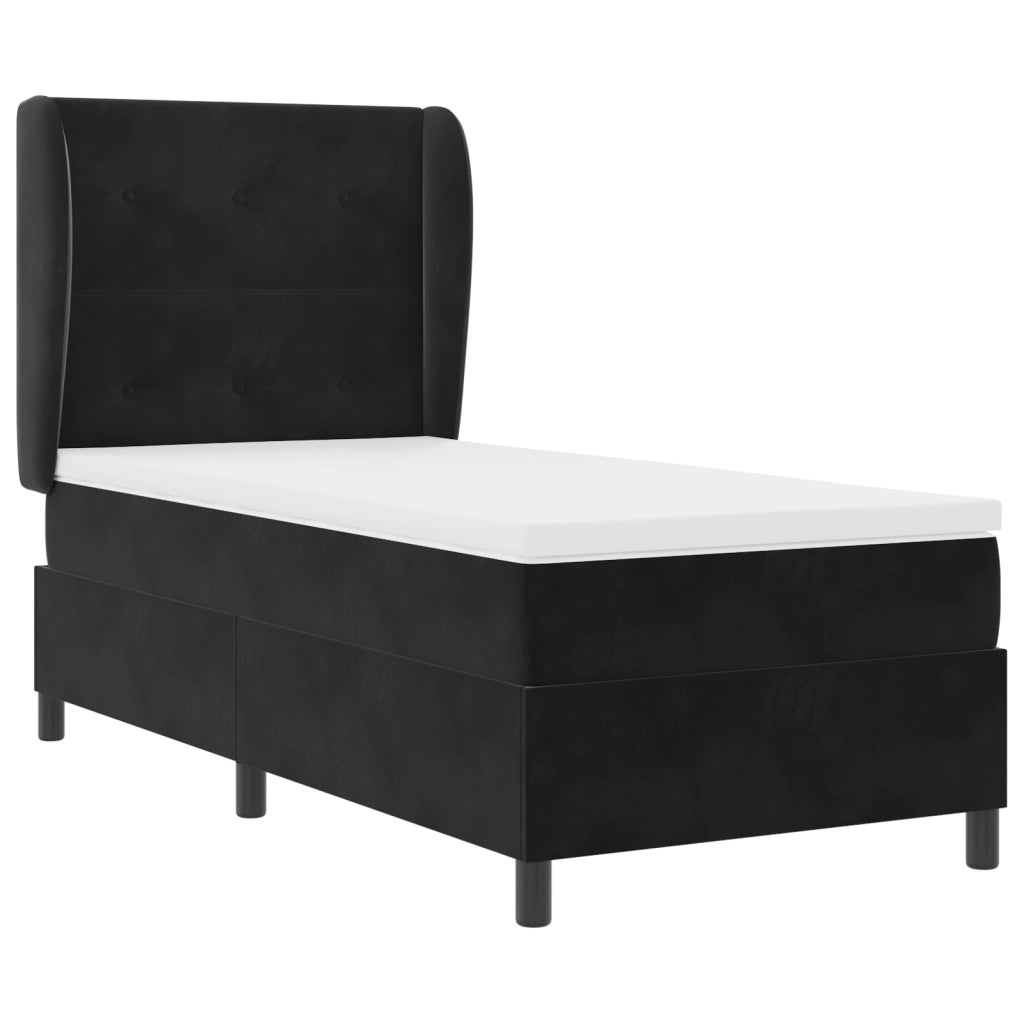 Letto Box Spring con Materasso nero 90x190 cm in Velluto