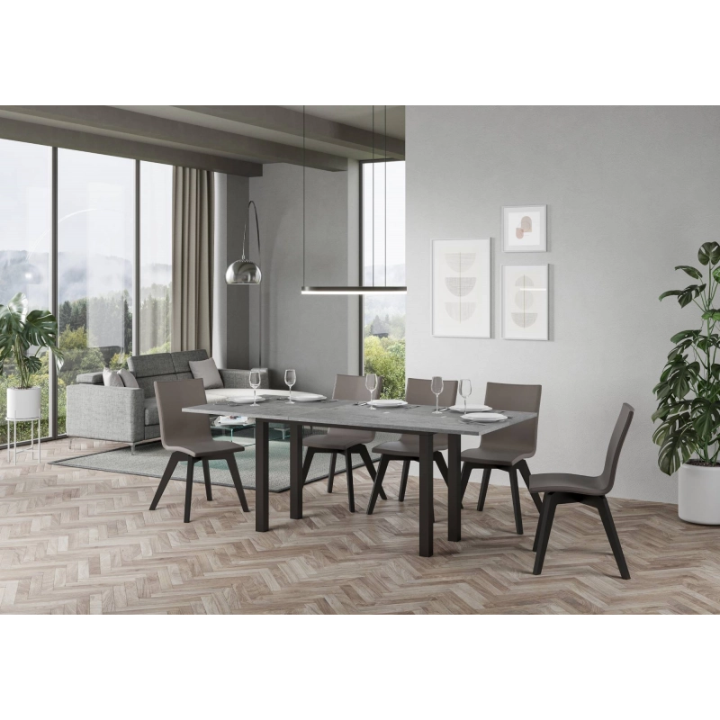 Tavolo apribile 120/200x45/90 cm Everyday Double telaio Antracite - Cemento